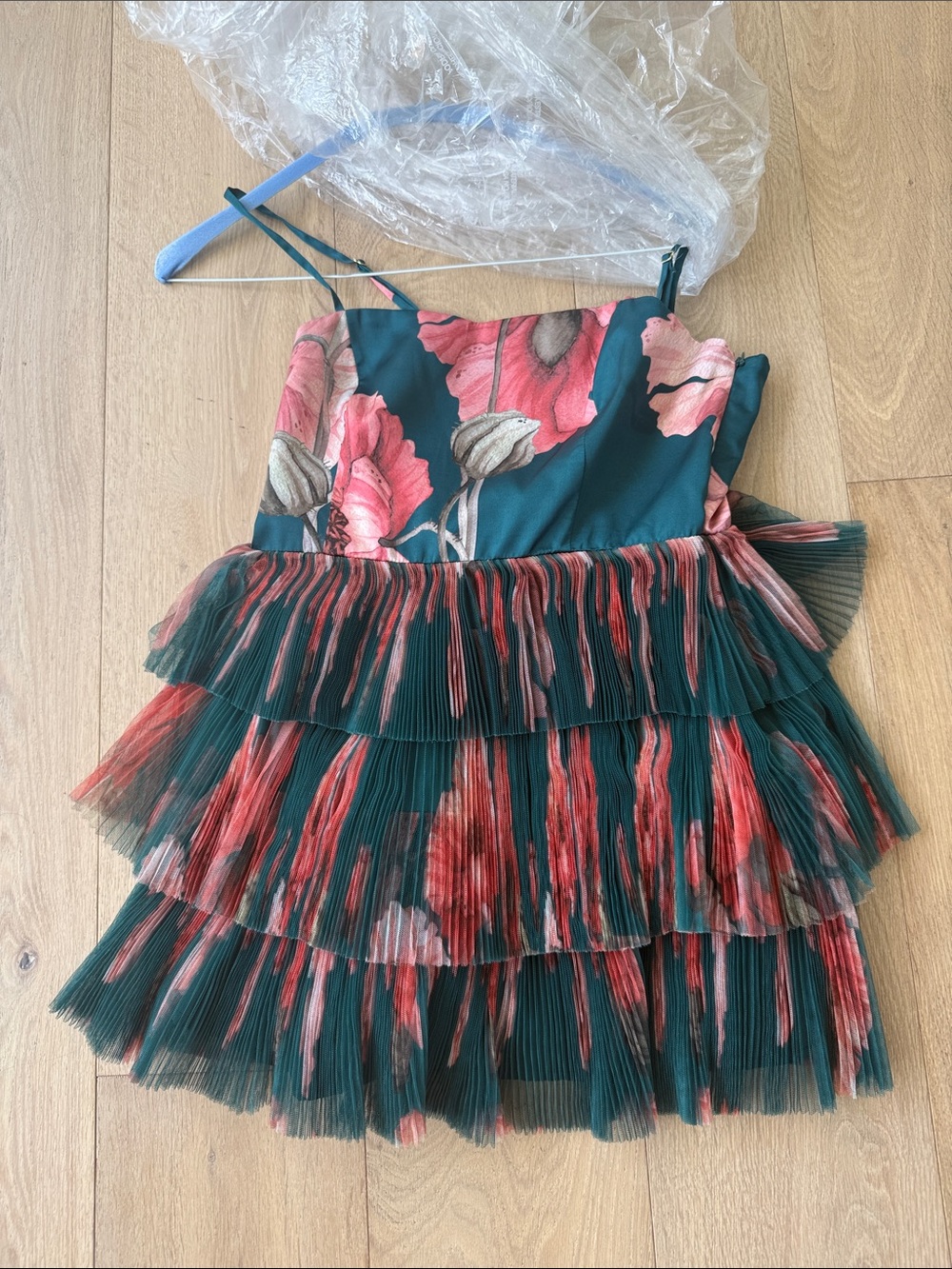 Hutch Teal & Pink Floral Tiered Mini Dress - Picture 2 of 5
